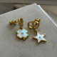 不对称星星四叶草耳饰耳钉女 经典 铜胚真金电镀 非市场通货 巨美