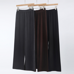女 阔腿拖地长裤 日本东洋纺自发热澳绒面料 Row弹力中腰直筒打底裤