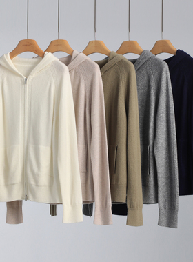 2/26支Moro羊绒羊毛混纺 LP 连帽针织开衫女士Bomber Merano夹克