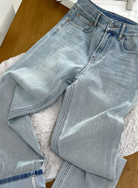 Jennie同款~客供cone面料 FR@ME弹力水洗九分直筒牛仔裤女 无主标