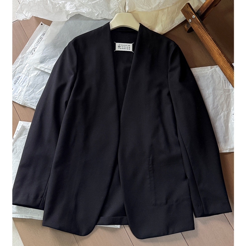 100%精纺羊毛~经典M6手缝四角缝线 简约风无扣无领薄款西装外套女,女装/女士精品,西装,淘宝优惠券,粉丝福利购,淘宝优惠卷