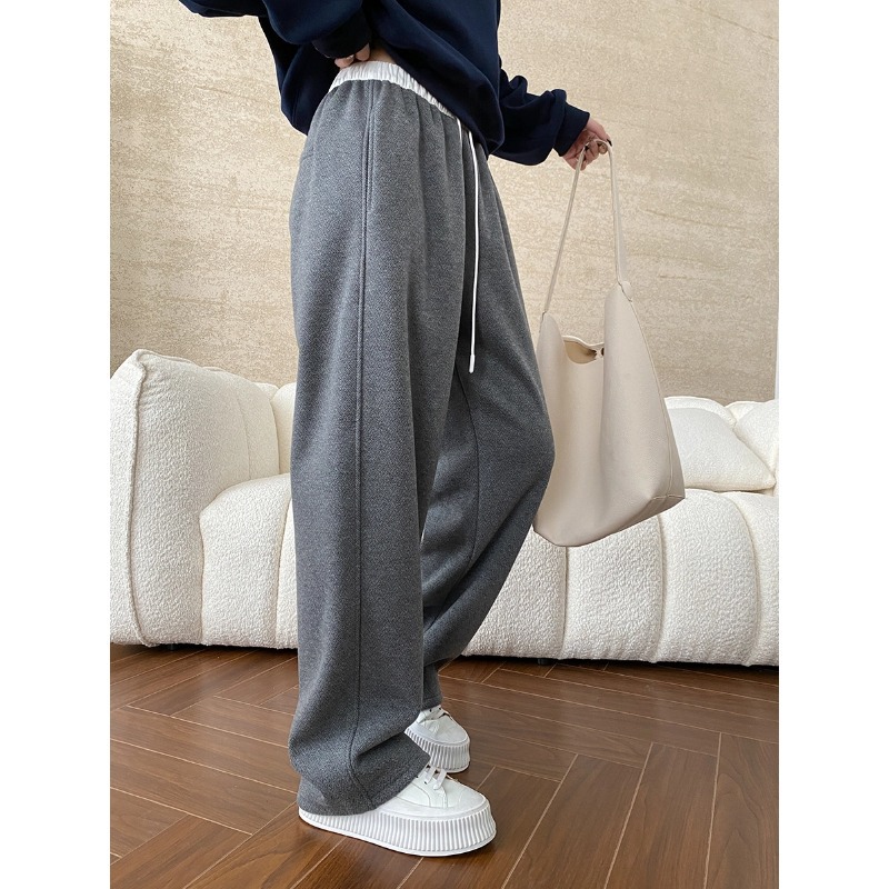 撞色拼接设计美式抽绳休闲裤