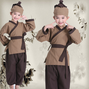 男女古装幼儿童汉服套装中大童民族风书童春秋演出服小和尚药童表