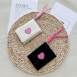 小清新爱心短款 高颜值小众新款 小钱包女学生多卡位一体零钱夹卡包