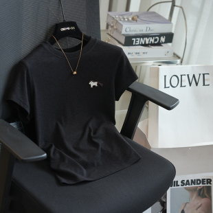 虫小小2026春夏新款 T恤女上衣A111H 软糯竹节肌理小马刺绣圆领短袖