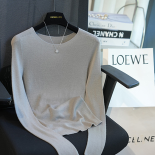 女内搭毛衣秋季 针织打底衫 A54M 可机洗精纺100羊毛圆领修身 虫小小