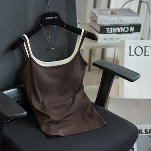 A104C 内搭外穿春夏新款 超柔莫代尔美背 撞色针织吊带背心女修身