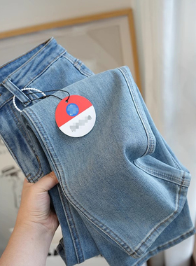 虫小小 复古休闲高腰弹力九分直筒裤烟管牛仔裤法棍裤女春季689C