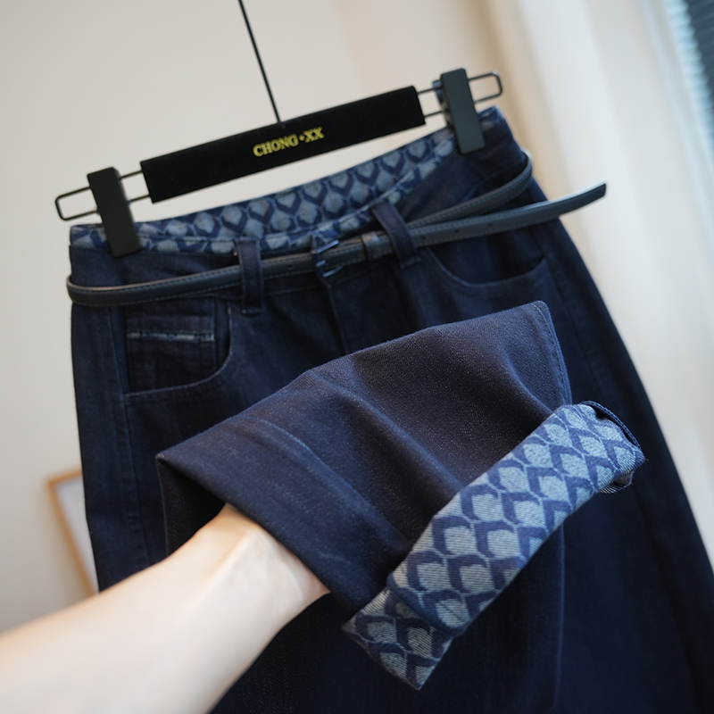 虫小小配腰带宽松阔腿镰刀牛仔裤