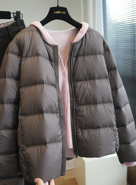 虫小小 90白鸭绒轻便保暖无领排骨羽绒服女薄款短款外套冬季A66N