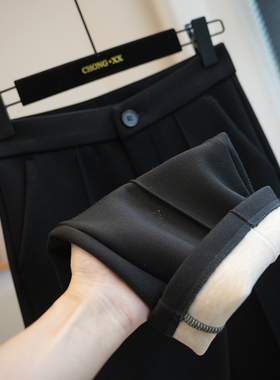 显瘦神裤！羽绒桑蚕丝黑色高腰加绒微喇裤女通勤休闲长裤秋冬A58G