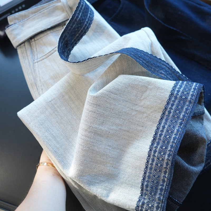 虫小小高腰系带阔腿牛仔裤女