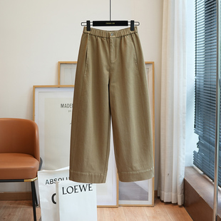 秋季 虫小小 女休闲裤 松紧腰宽松直筒阔腿九分奶奶裤 A46E 巨显瘦