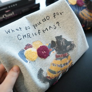 虫小小 卫衣女外套上衣秋A51J 童趣减龄小狗印花圆领宽松休闲短款