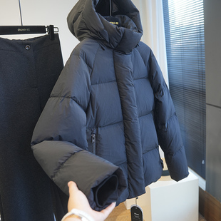 柜上1W 外套冬A87M 95白鹅绒连帽宽松羽绒服女派克大衣面包服短款