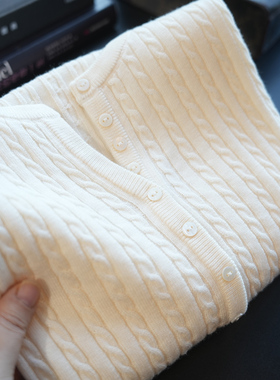 虫小小 复古绞花可机洗绵羊毛混纺长袖针织衫女上衣毛衣秋季A41R