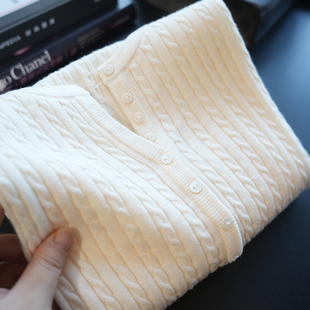 女上衣毛衣秋季 针织衫 A41R 复古绞花可机洗绵羊毛混纺长袖 虫小小