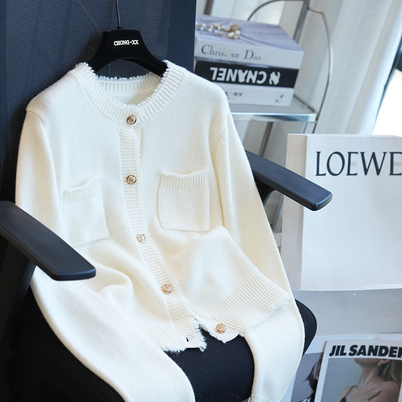 虫小小小香风羊毛口袋针织开衫