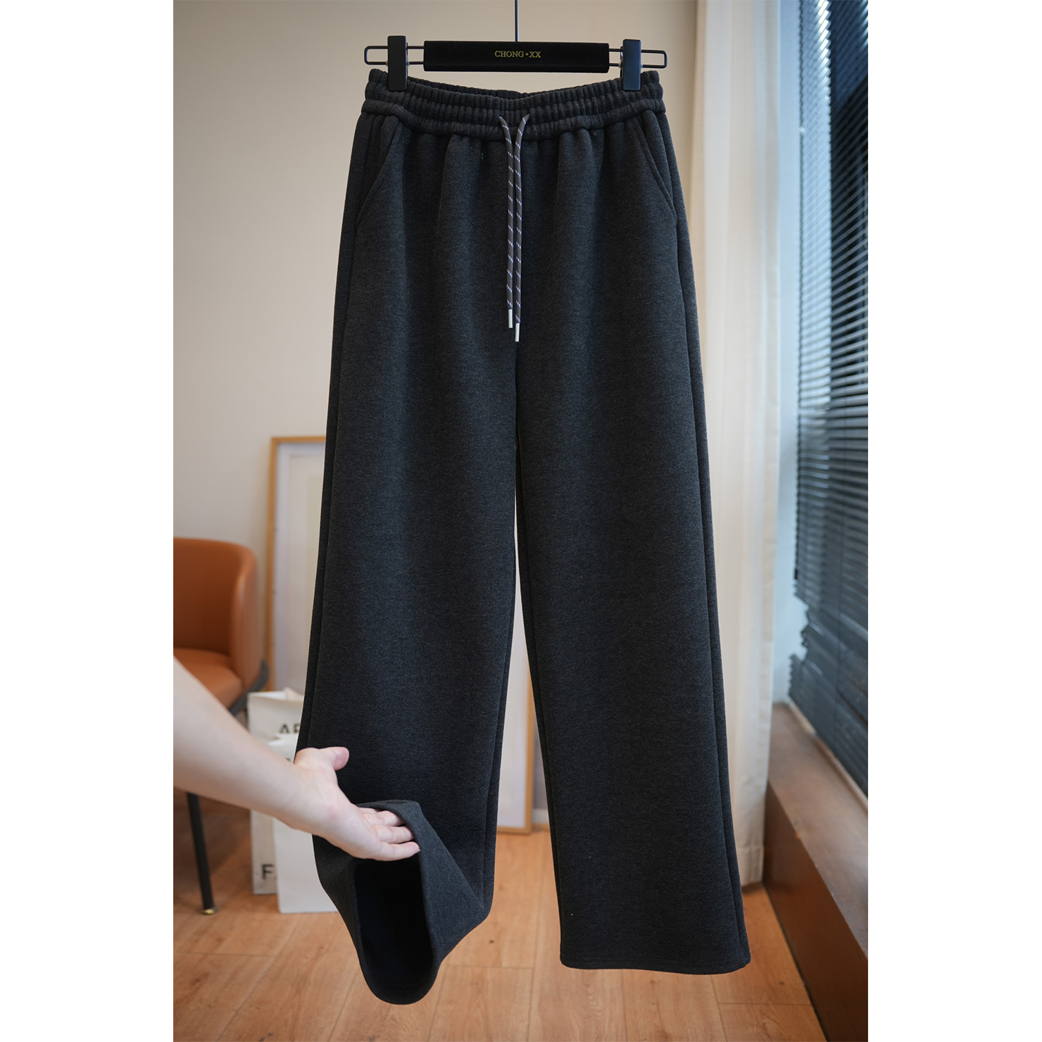 虫小小加绒加厚休闲百搭阔腿裤