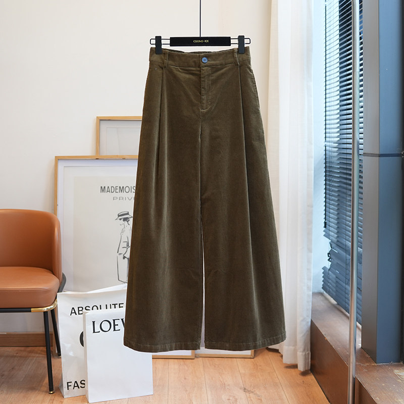 虫小小2025复古通勤灯芯绒高腰宽松直筒阔腿裤女休闲长裤秋冬A64N,女装/女士精品,休闲裤,淘宝优惠券,粉丝福利购,淘宝优惠卷