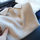 针织衫 虫小小 羊绒羊毛老钱风polo领短袖 女通勤OL毛衣上衣秋A39M