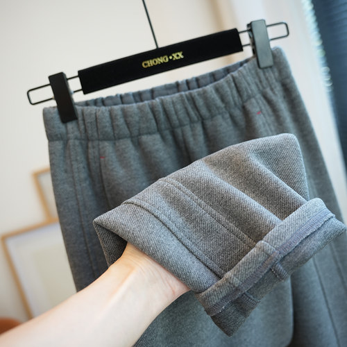 虫小小保暖高腰休闲弯刀裤女