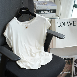 软糯显瘦休闲百搭小飞袖 T恤女上衣春A101A 亚麻天丝短袖 虫小小