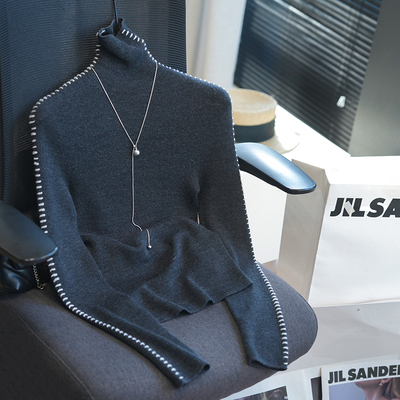 虫小小100羊毛高领刺绣针织衫