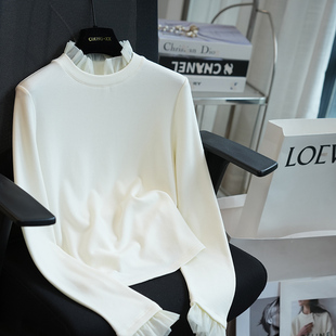 秋冬季 虫小小 女内搭上衣打底衫 针织衫 A71F 网纱荷叶边半高领长袖