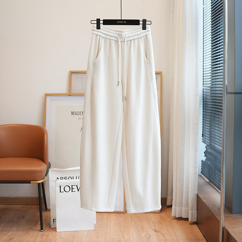 虫小小抽绳高腰宽松阔腿镰刀裤