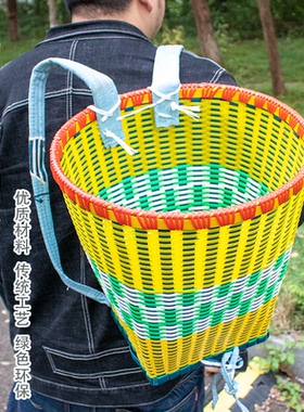 背篓背篼买菜漏水手工家耐用农手编道具背带编织袋小背篓