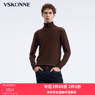 VSKONNE威斯康尼男羊毛衫新品红咖美拉德100%羊毛高龄打底羊毛衫