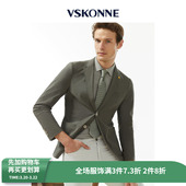 VSKONNE威斯康尼男休闲西装 老钱风绿色棉休闲小西服 商务修身