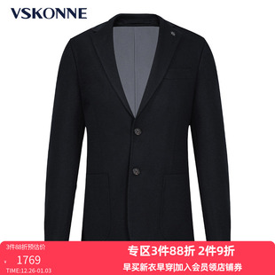 VSKONNE威斯康尼男西装 藏青色羊毛中青年休闲小西服外套男