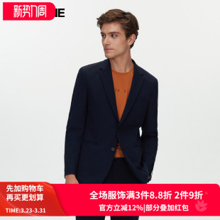 VSKONNE威斯康尼休闲小西服男意大利进口羊毛面料藏青西装 外