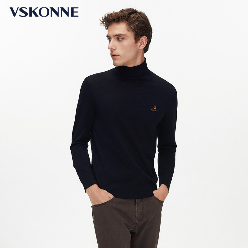 VSKONNE威斯康尼羊毛衫男中青年高龄内搭修身保暖100%羊毛衫男