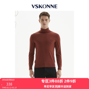 VSKONNE威斯康尼羊毛衫男100%羊毛高龄百搭新年红中青年羊毛