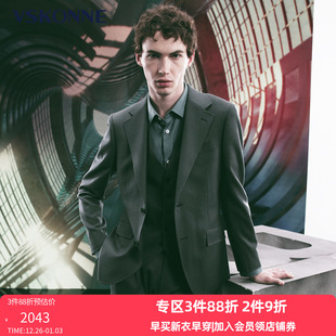 VSKONNE威斯康尼男西服专柜同款 外套 套意大利羊毛面料灰色男西装