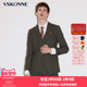 VSKONNE威斯康尼新品 套西服男VBC面料100%羊毛灰色竖条纹西服外套