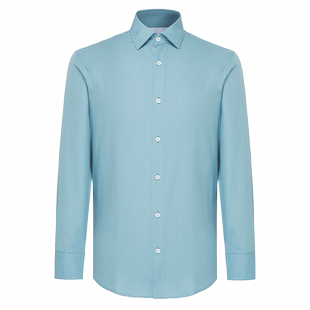 VSKONNE威斯康尼蓝绿色衬衫男长袖商务修身正装寸衫青年时尚