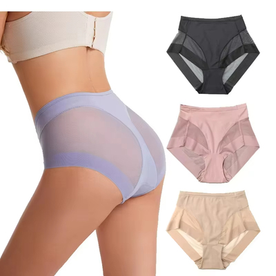 High Waist Briefs 内裤女士无痕网纱性感高腰大码收腹提臀裤镂空