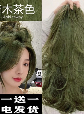 青木茶色染发剂膏家用自染免漂闷青墨绿色染色剂头发女植物正品纯