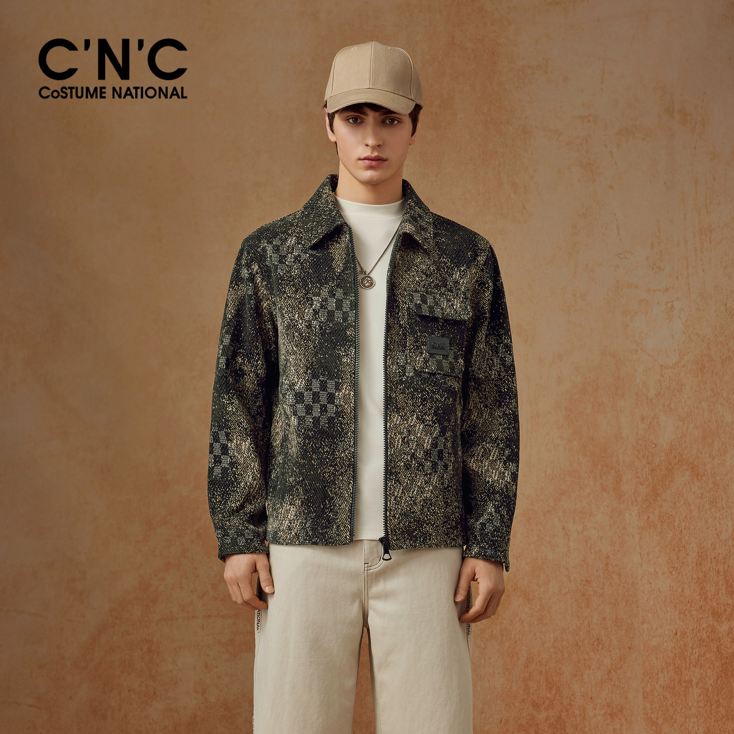 【棉莫代尔混纺】CNC男装26冬季新款男短款夹克绿色花版保暖外套