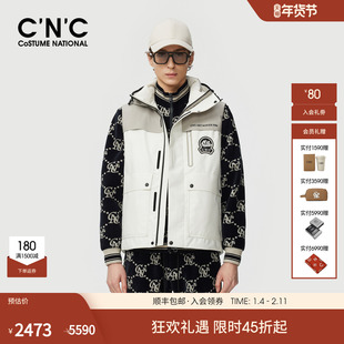 CNC男装25秋冬新款轻薄连帽男羽绒马甲工装拼接轻奢保暖羽绒背心