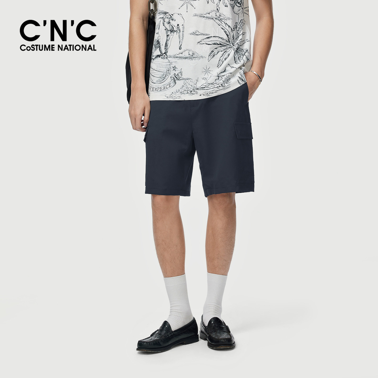 CNC男装口袋工装风男士短裤棉亚麻混纺直筒宽松薄款休闲五分裤