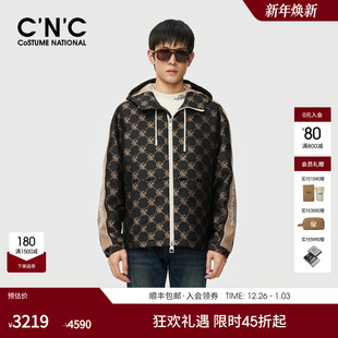 加厚保暖冬季 CNC男装 新款 印花连帽撞色棉服男士 棉衣外套潮牌 满版