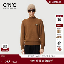 CNC男装25秋冬新款童趣玩偶LOGO刺绣经典简约半高领混纺羊毛衫男