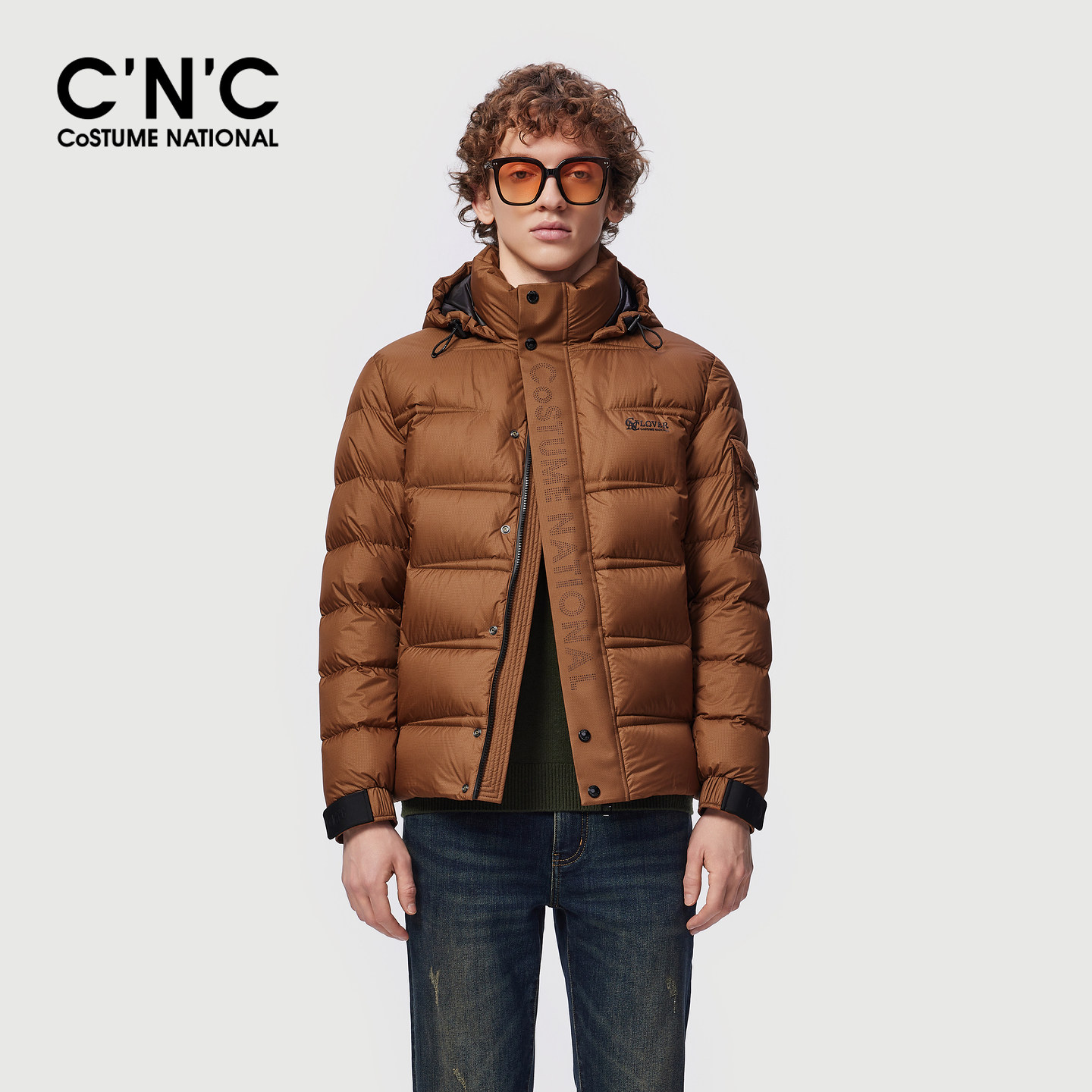 CNC男装25冬季新款高充绒量90%鸭绒短款连帽羽绒服保暖羽绒外套