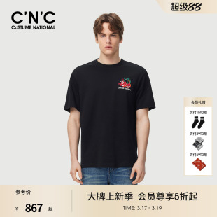 男士 黑色印花圆领短袖 T恤男士 CNC男装 正品 新款 商场同款 26夏季