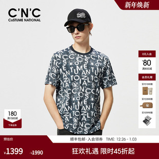 LOGO字母图案晕染轻奢纯棉短袖 新款 T恤男 24夏季 CNC男装